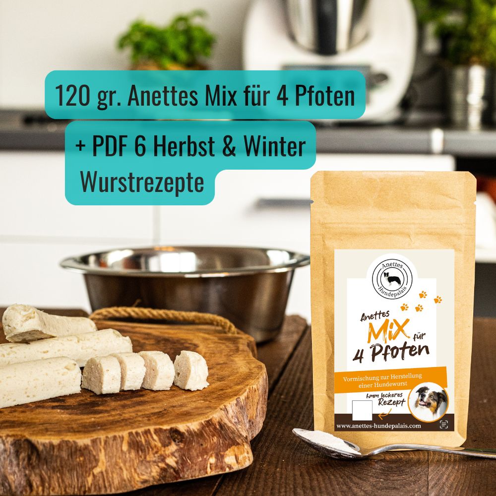 Anettes Mix für 4 Pfoten + PDF mit 6  Herbst & Winter Hundewurst Rezepten