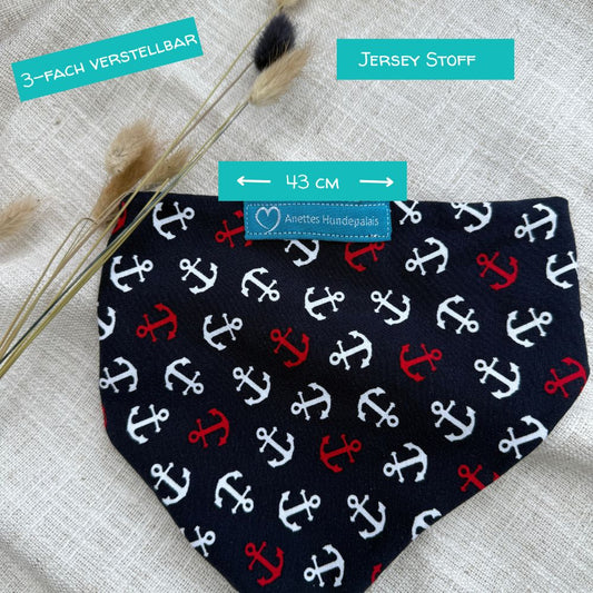 Dunkelblaues Hunde Halstuch mit Anker