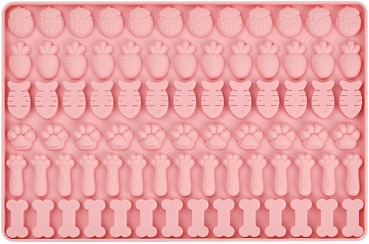 Rosa Leckerli Förmchen mit Fischen, Ananas, Pfoten, Knochen und Karotten