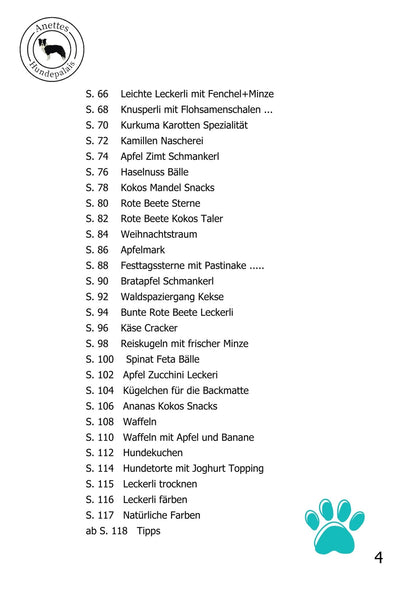 Liste der Rezepte aus dem Buch