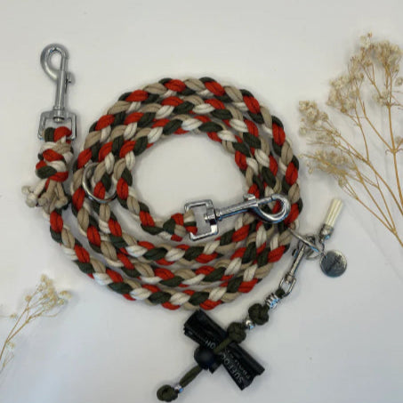 3 Farbige Paracord Hundeleine, Doppelt geflochten.