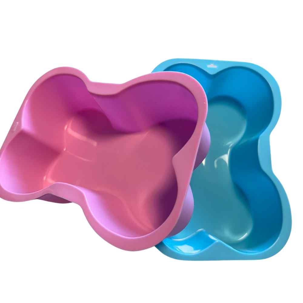 Silikon Kuchenform Knochen in rosa und blau
