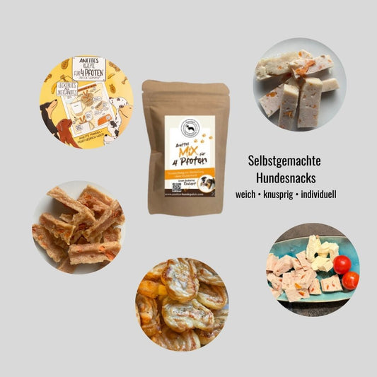 Selbstgemachte Hundesnacks Set mit Mix und Rezeptbuch für weiche und knusprige Leckerli